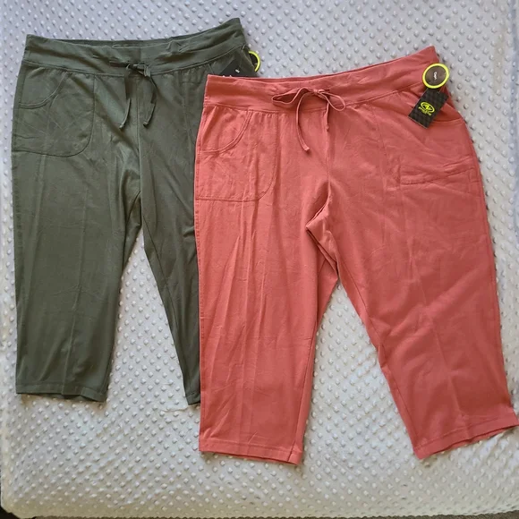 Athletic Works Olive and Coral Capri Pants Bundle - Picture 1 of 8